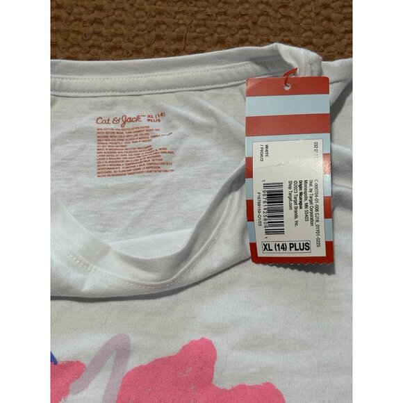 Cat & Jack Girls Size XL 14 Rainbow Unicorn Short Sleeve Graphic T-Shirt 2081 - Picture 3 of 7